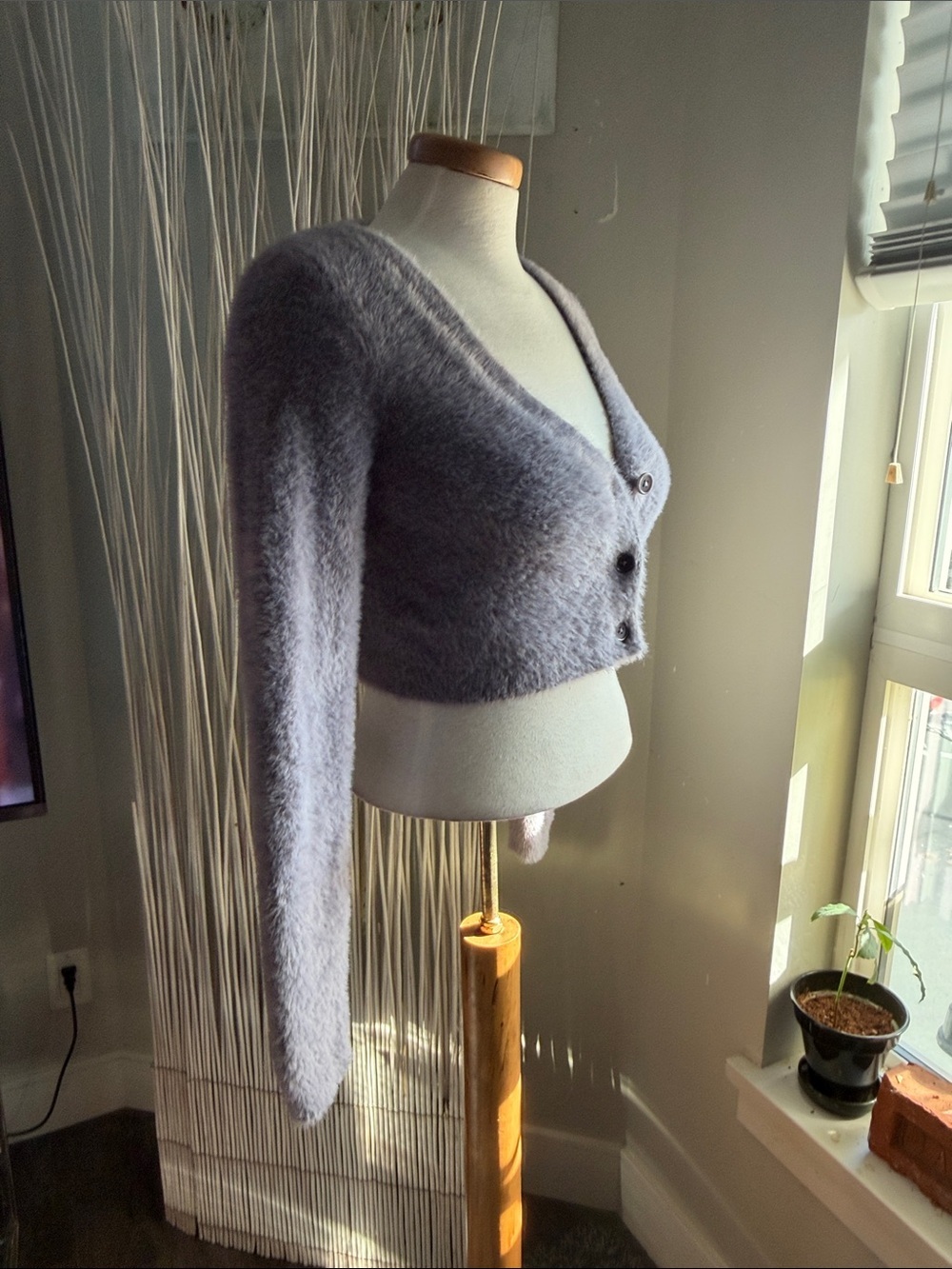 Sunday Best Kitten Soft Cropped Lavender Sweater - Picture 6 of 11